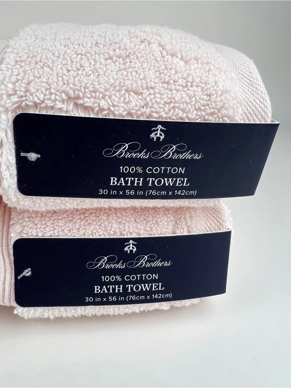 Brooks Brothers Bath Towels Light Pink Soft Plush 100% Cotton 2 Pc Set NEW